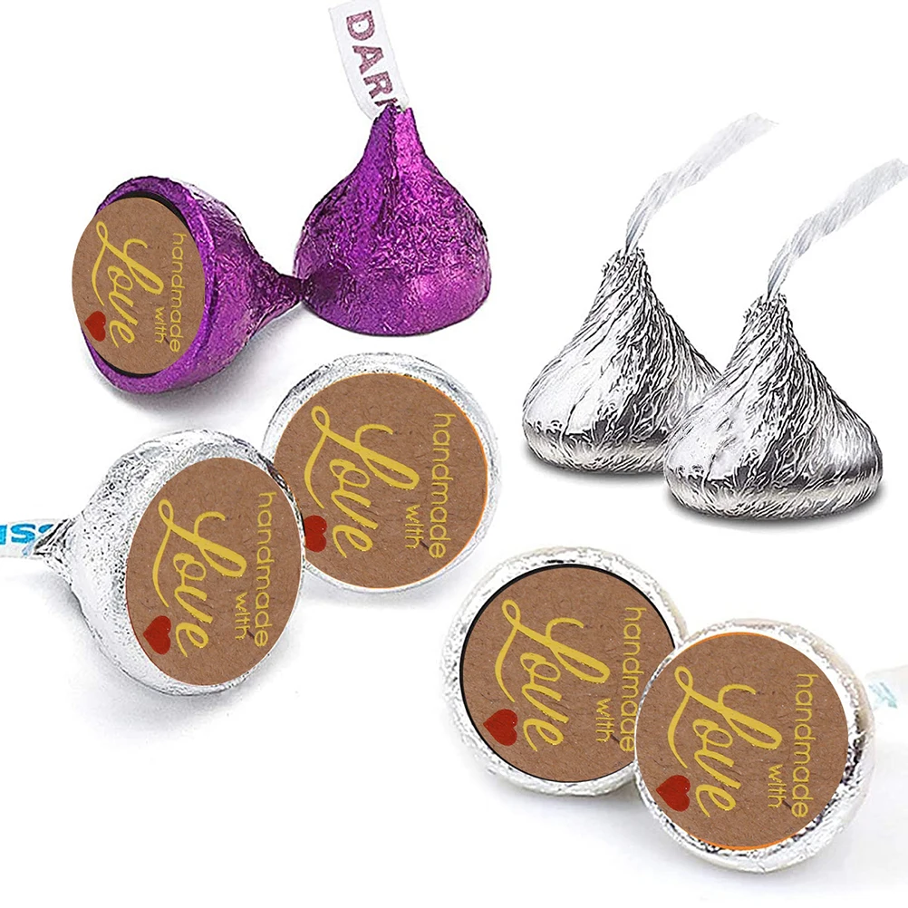 

2 Rolls Kraft Heart Stickers Baking Packing Labels for Bakery Cake Gift Wrapping Packaging Stickers Self-Adhesive