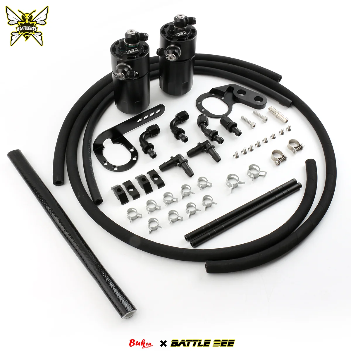 2026 Hot 1Set Oil Catch Can for Ho*nda Civic Type R FK8 FL5 2-Port Aluminum Reservoir Oil Catch Tank Two Hole Breathable Kettle