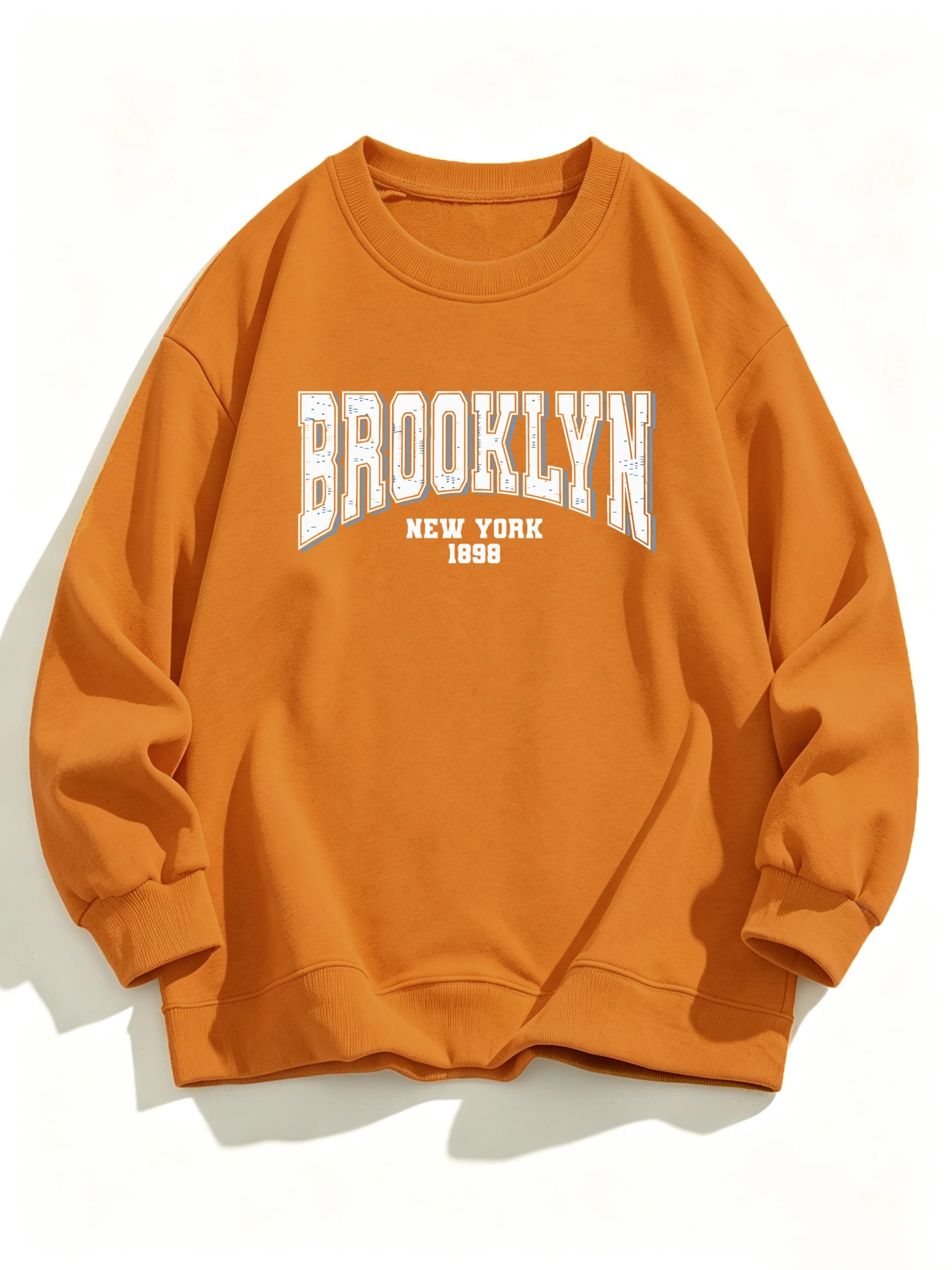 Brooklyn New York 1898 Words Pattern Sportswears Unisex Street Sports Pullover Soft Fashion Sweatshirt Hip Hop Fleece Tops
