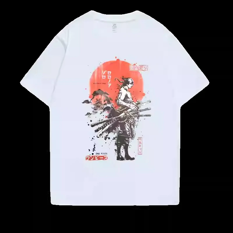 

MINISO ONE PIECE Couple T-shirt Short-sleeved Clothes Sauron Same Style Peripheral Student Print Men's and Women's Tops