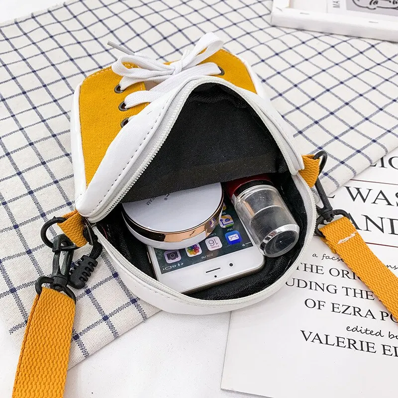 2026 Canvas Sneaker Bag for Women, Shoes Shape Crossbody Purse, Fashion Funny Handbag, Student Shoulder Tote