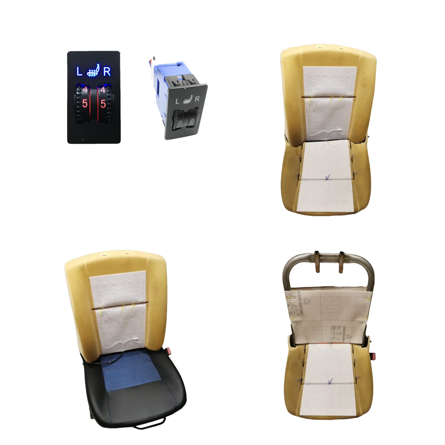 2 Seats 4 Pads Universal Carbon Fiber Car Heated Seat Heater 12V Pads 2 Dial 5 Level Switch  Winter Warmer Seat Covers heating