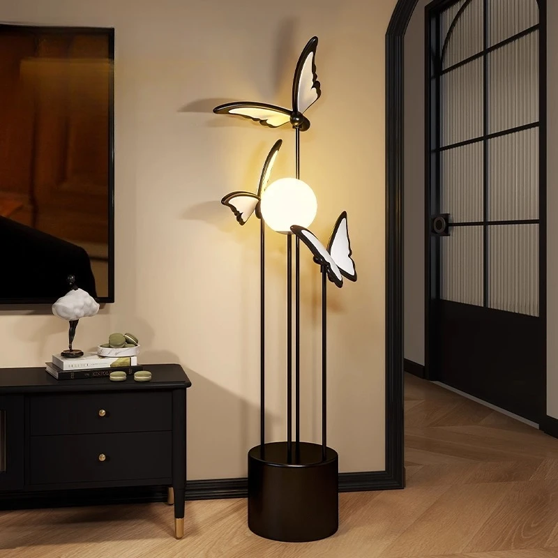 

Moden Butterfly Resin Iron Base Floor Lamps Acrylic Ball Lampshade Living Room Bedroom Office Restaurant Creative Standing Light