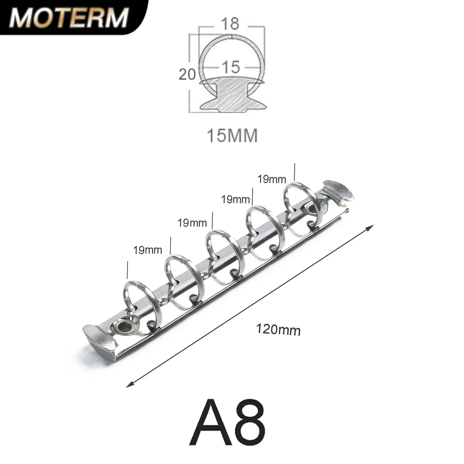 Moterm A8 Size Metal Spiral Rings Binder Clip 5 holes With 2 Pairs of Screw For Diary Notebook Planner Binder Clip File Folder