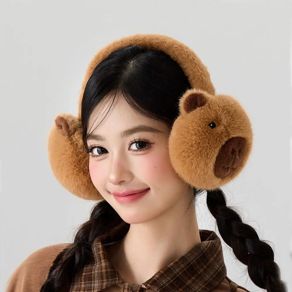 แฟชั่น Capybara ตุ๊กตาหูอุ่น Windproof ป้องกันหูฤดูหนาว Earmuffs ฝาครอบหูอุ่นพับ Earflap ผู้ใหญ่