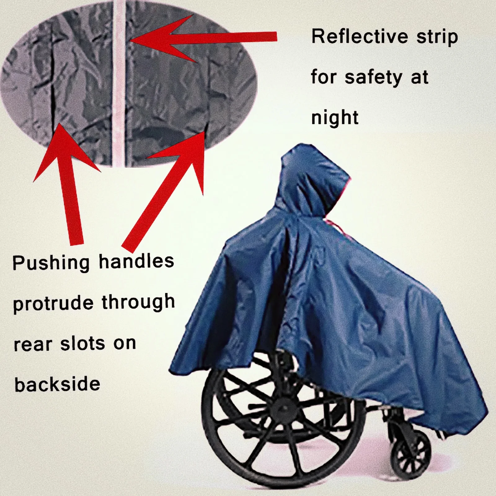 Fonakei Waterproof Wheelchair Poncho, Windproof Rain Poncho for Wheelchair Mobility Old Scooter Large Wind Proof Cape