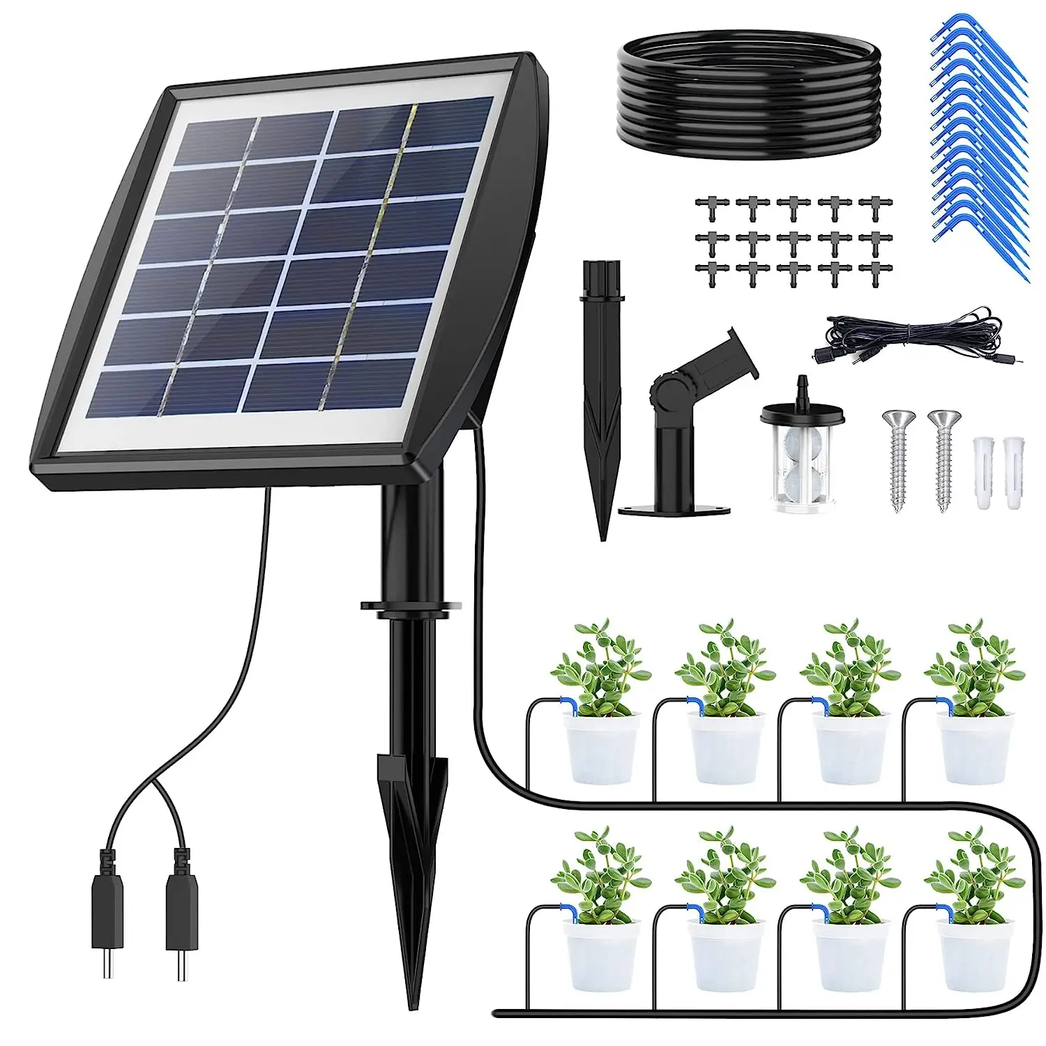 Solar Auto Watering System Solar Powered Automatic Drip Irrigation Kit Balcony Plant Bed Flower Plant Watering System