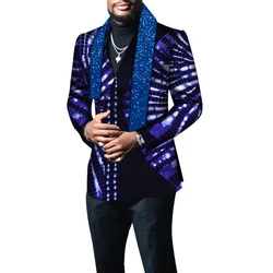 News African Clothes Men Blazer with Scarf Riche Bazin Jacket Coat Outerwear Full Sleeve African Clothing WYN1382