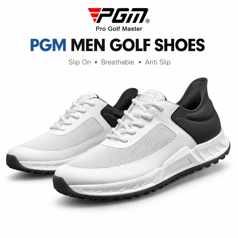 PGM Men Golf Shoes Slip On Spikeless Breathable Anti Slip Shock Absorbing Lightweight Golf Sneakers XZ443
