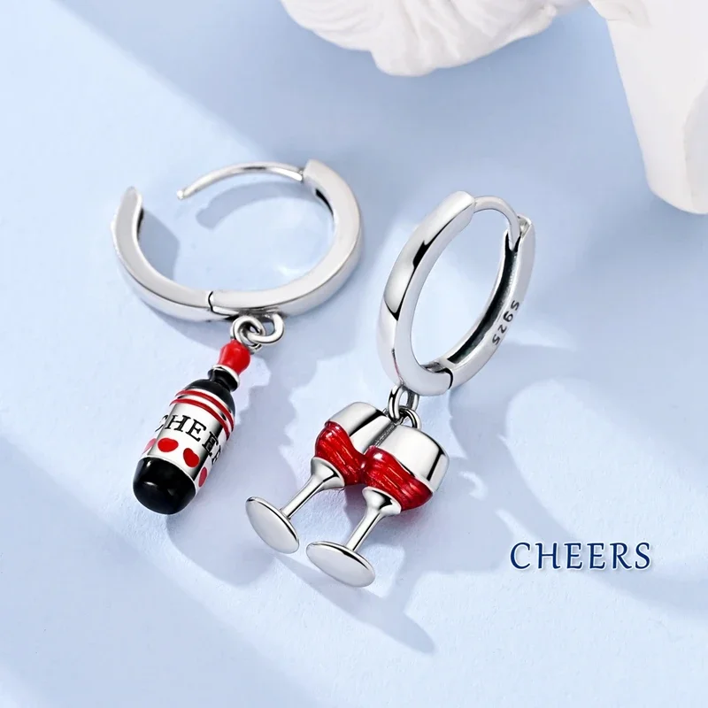 Original 925 Sterling Silver Hoop Earrings Moon Star Sun Maple Leaf Evil Eye Heart Blue Earrings Jewelry Gifts for Women Girls
