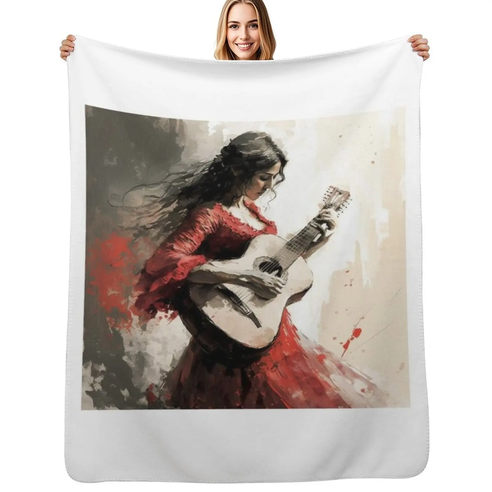 

Flamenco Dance Girl Gitana Modern Flamenco Girl Flamenco Passion Throw Blanket Stylish Couch Blanket for Home Living Room