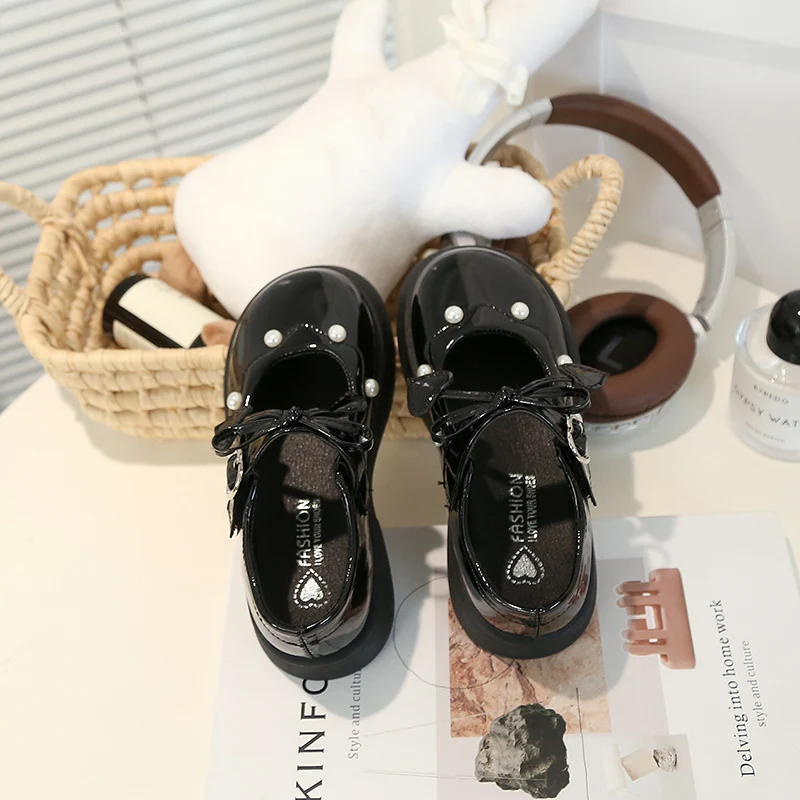 Fashion Girls Princess Shoes Kids Comfortable Soft Soled  Leather Spring Autumn 2026 New Foreign Style Bow School Student Loafer
