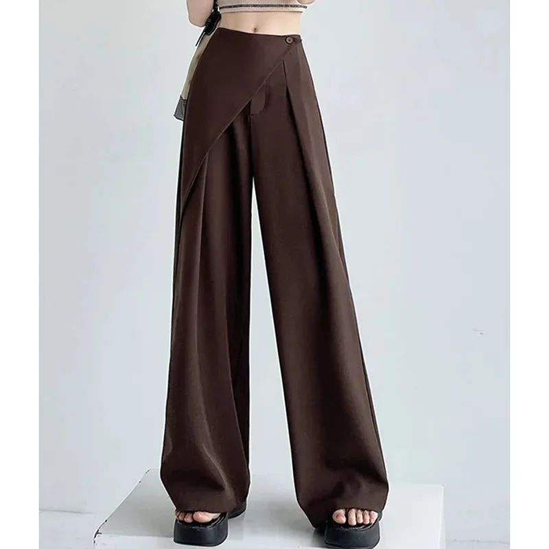 2025 Suit Wide-Legged Pants Women Chic Solid High Waist Loose Casual Trousers Fashion Elegant Commuter Spring Fall Pants