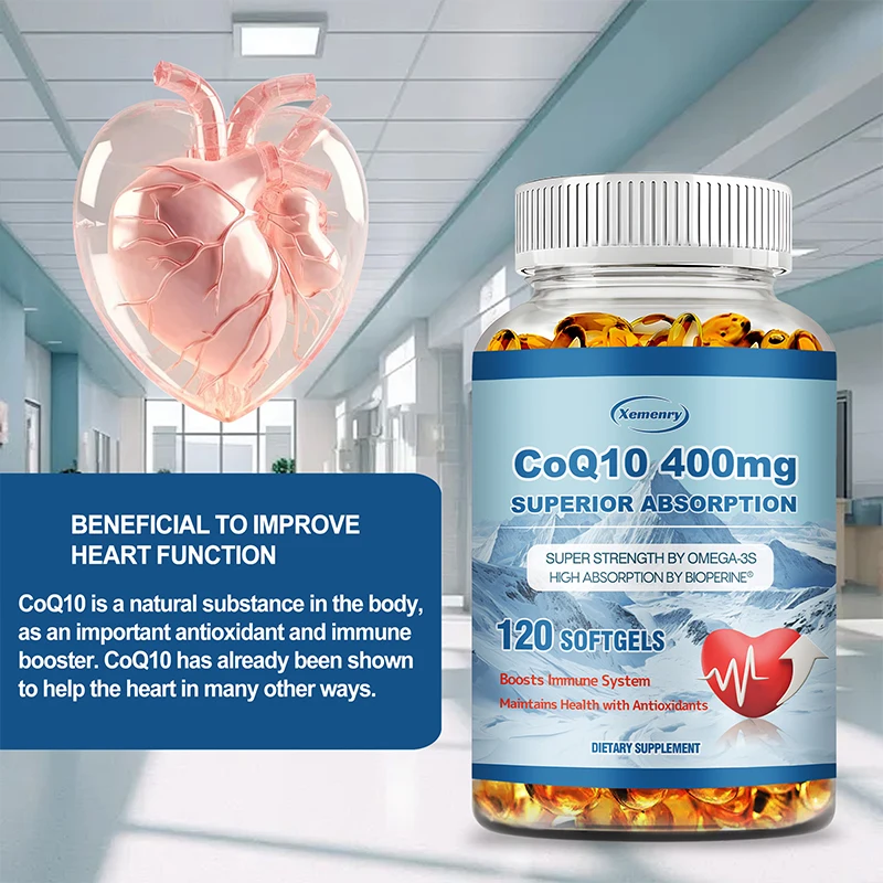 Capsules CoQ10 de 400mg Soutient la Production d'Massage, Cœur, Santé Cardiovasculaire, Favorise le Surpoids dans le Sang, Ante Anticontinuité