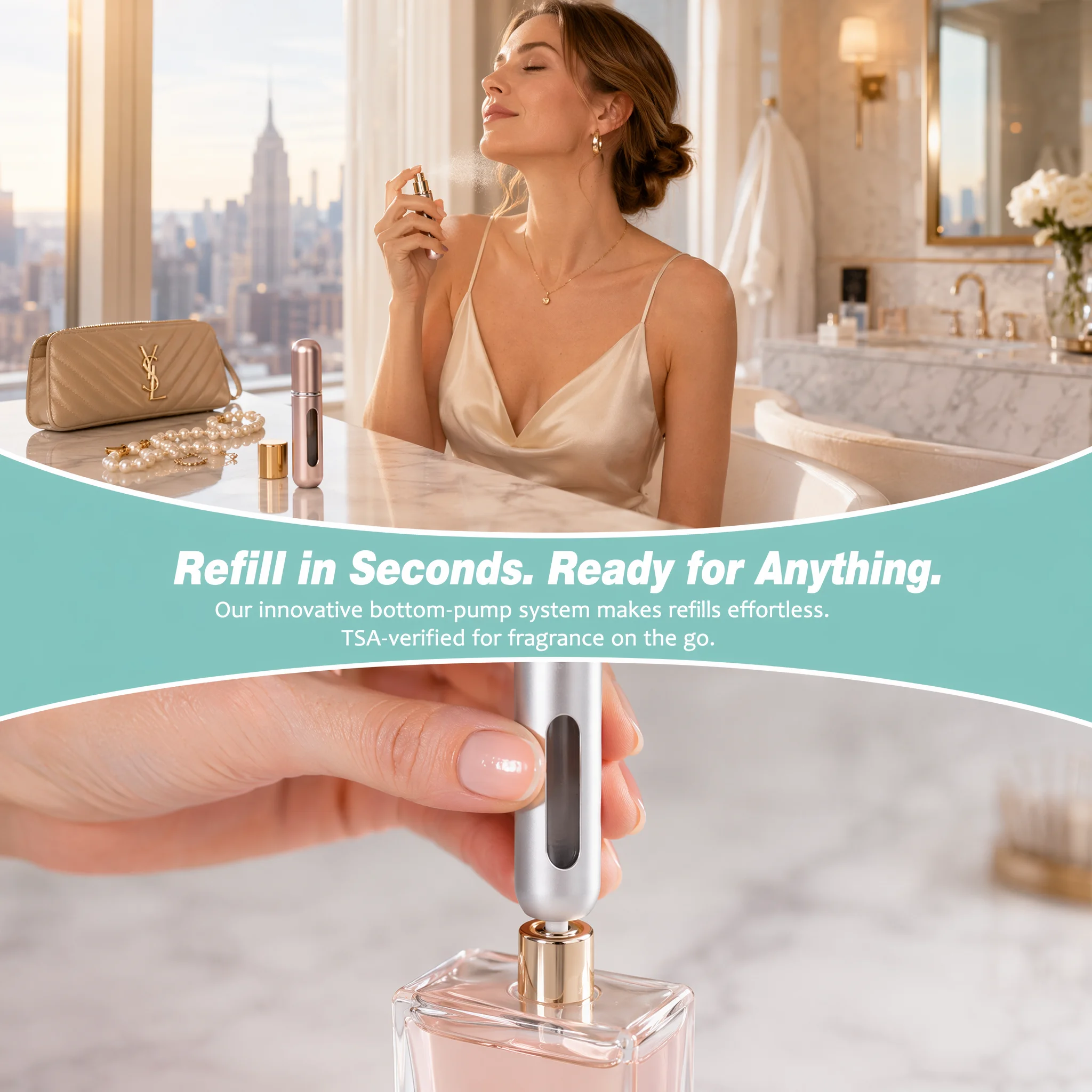 Portable Refillable Perfume Empty Bottles With Spray Scent Pump Portable Travel Empty Cosmetic Containers Mini Spray Atomizer