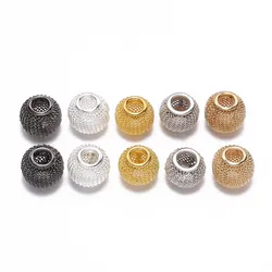 10pcs/lot 10*12mm Round Ball Metal Big Hole Beads for DIY Necklace Charms Bracelet Jewerlry Findings Accessories