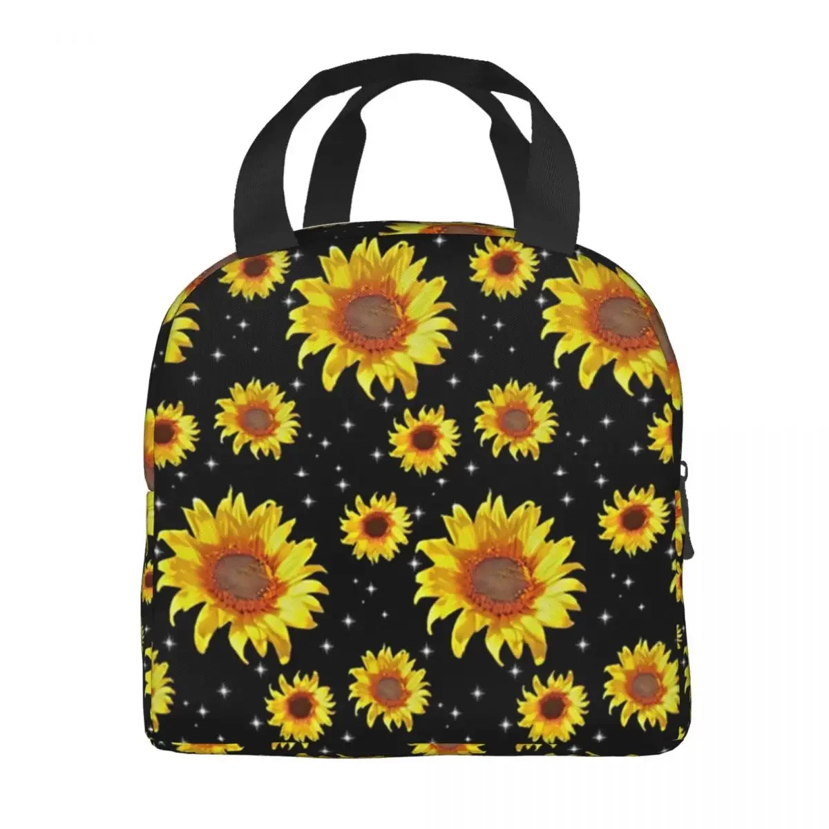 Girasole con la luce delle stelle borsa termica per il pranzo per le donne scatola termica per il pranzo per alimenti per bambini scuola per bambini