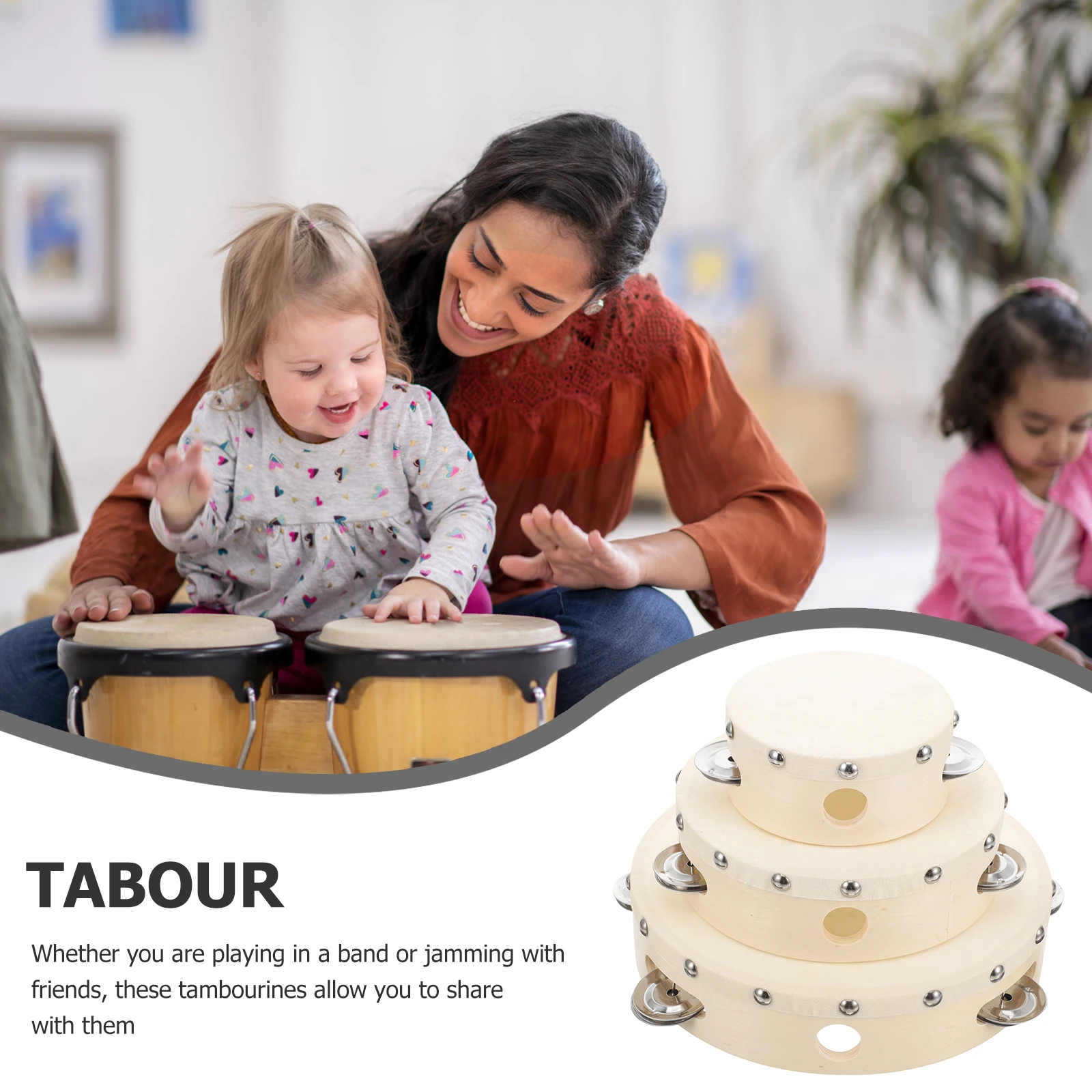 

3pcs Single Row Tambourine For Adults Hand Drum Percussion Instrument Durable Frame Drum Professional Tambourine Musical