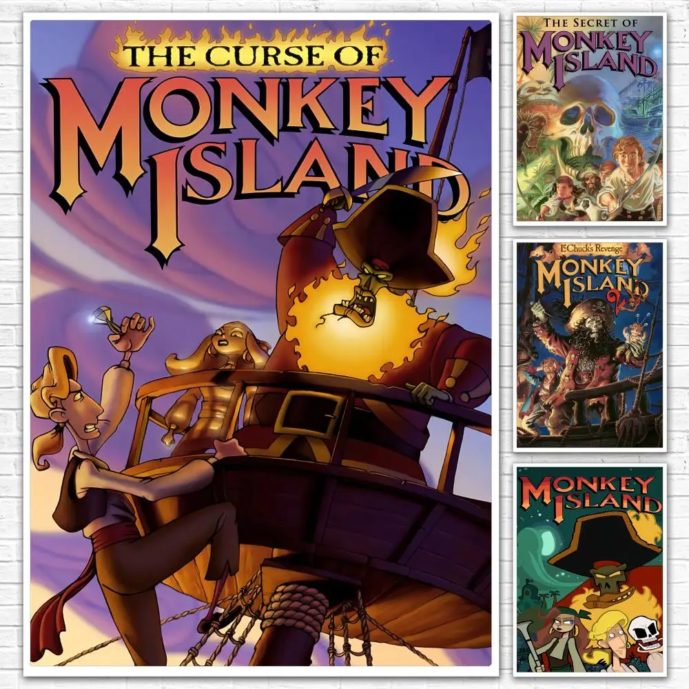 Game T-The Secret Of Monkey Island Poster All-match HD Waterproof Self-Adhesive Wall Art Sticker For Home Bedroom