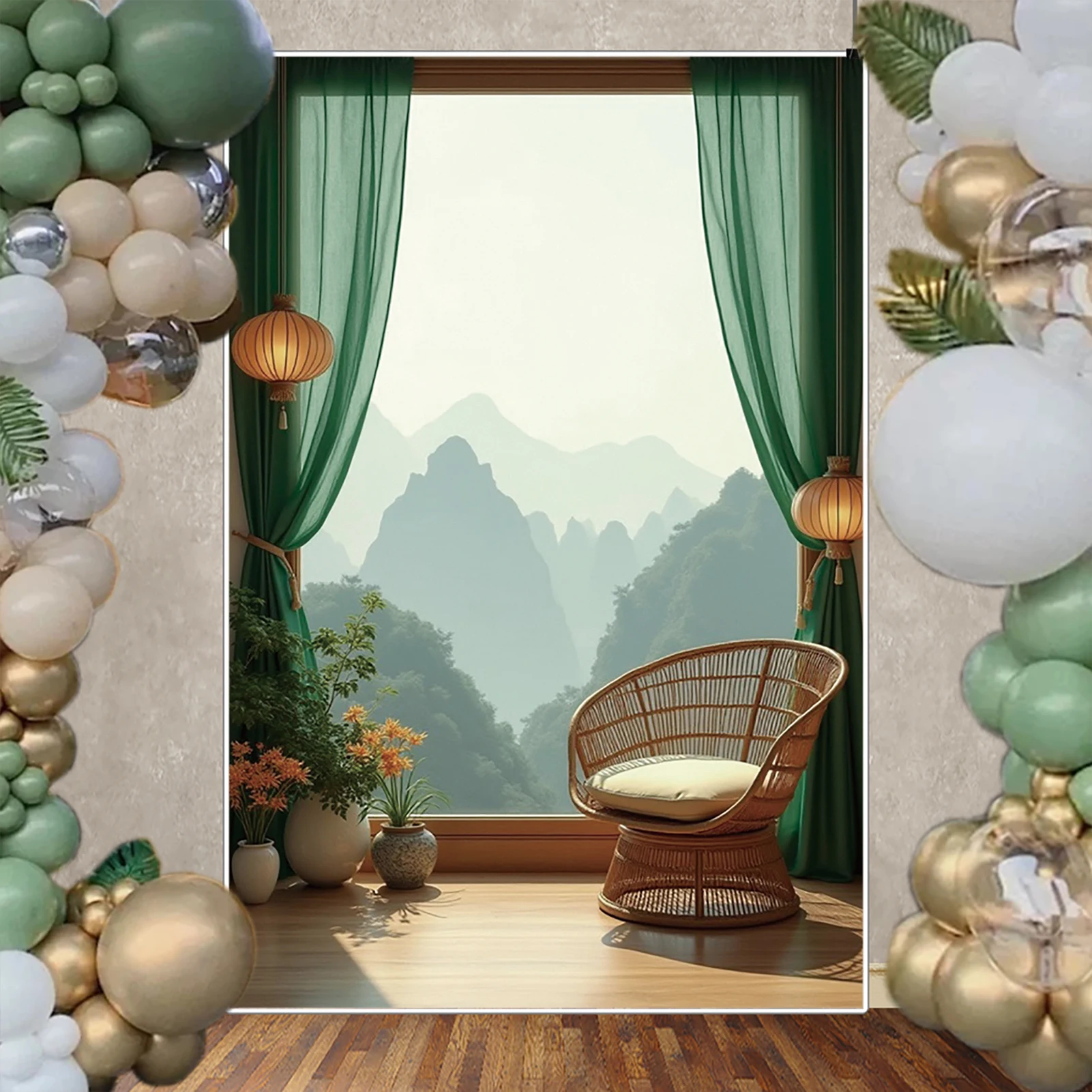 MOON.QG خلفية الغرفة القديمة شاشة دائرية خلفية نباتية ديكور المنزل خلفية التصوير الفوتوغرافي التقاط الصور خلفية الصورة #2