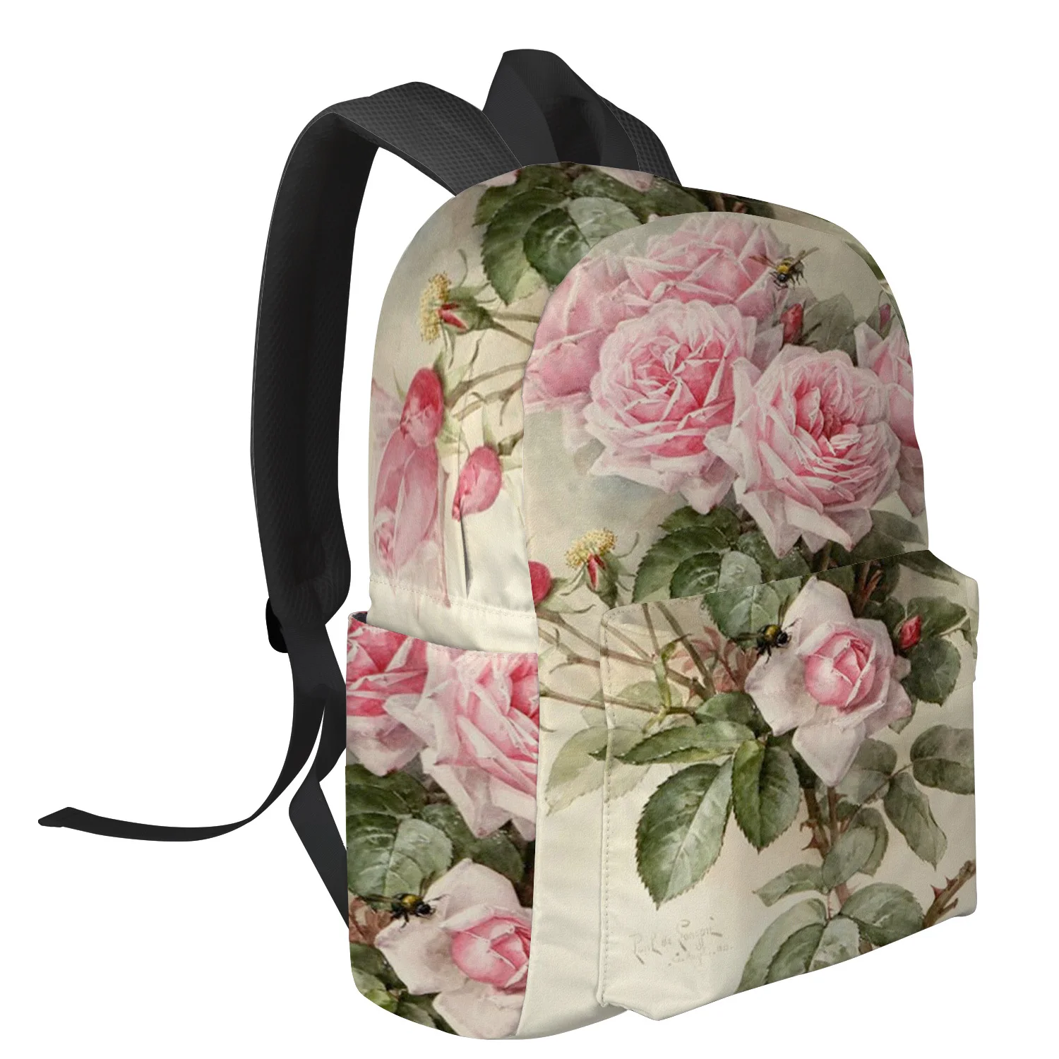 Pink Flower Rose Vintage Feminina Backpacks Teenagers Student School Bags Laptop Custom Backpack Men Women Female Travel Mochila