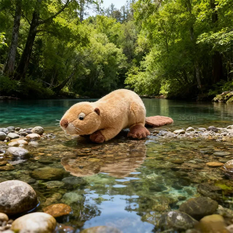 45 CENTIMETRI Simulazione Del Fumetto Castoro Ad Alta Fedeltà Anime Carino Lontra Lutra Peluche Carino Modello Realistico Animali Che Abbraccia la Bambola Regali Per Bambini