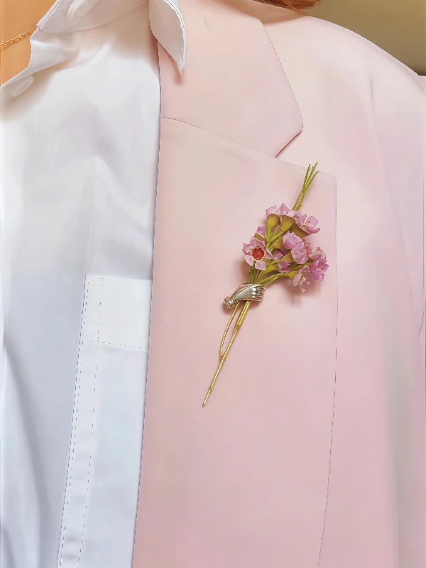 2026 Hand-Held Flower Brooch Pin DIY Flower 2pcs Arrangement Pin Bouquet Pin Fastening Fashion Accessory Alloy Plated Silver