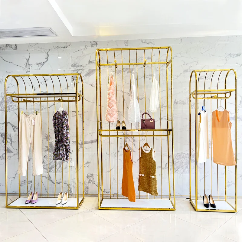 customized.Boutique Heavy Duty Disassemble Hanging Garment Rack Metal Clothes Shelve Rack Clothing Rail Display Stand C