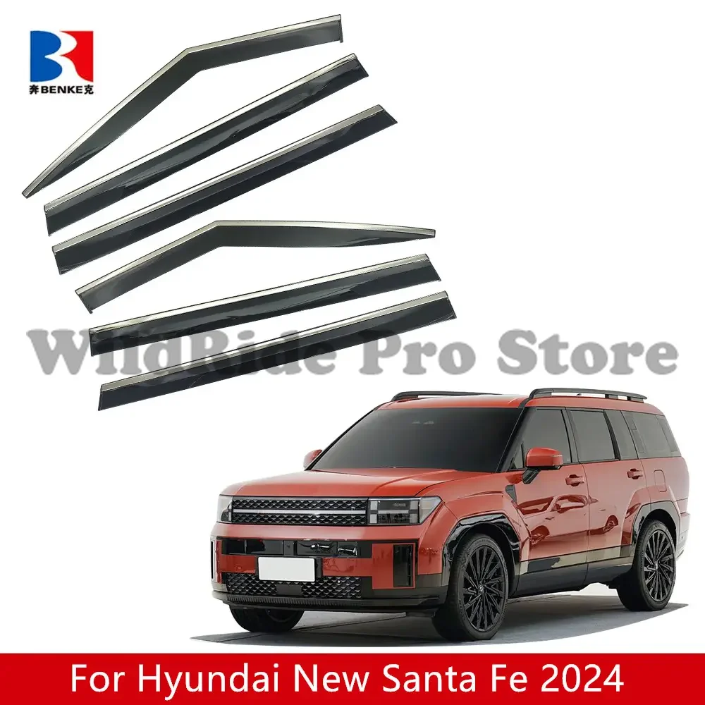 1 مجموعة ل 6 قطعة لشركة هيونداي سانتا في 2024 نافذة منحرف المطر الشمس الحرس الباب قناع الطقس