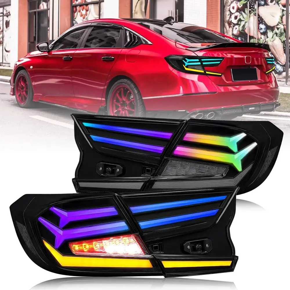 

RGB Tail Lights for Honda Accord 2018-2022 EX EXL LX Sport Touring Hybrid Rear Light with Animation DRL Sequential Indicator