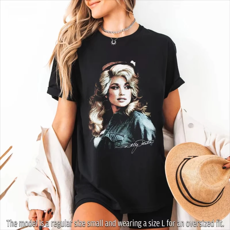 Retro 80s Style Dolly Parton Classic Poster Print T-shirt Couple Cotton Streetwear Shirt Shirts for Women Y2k Top