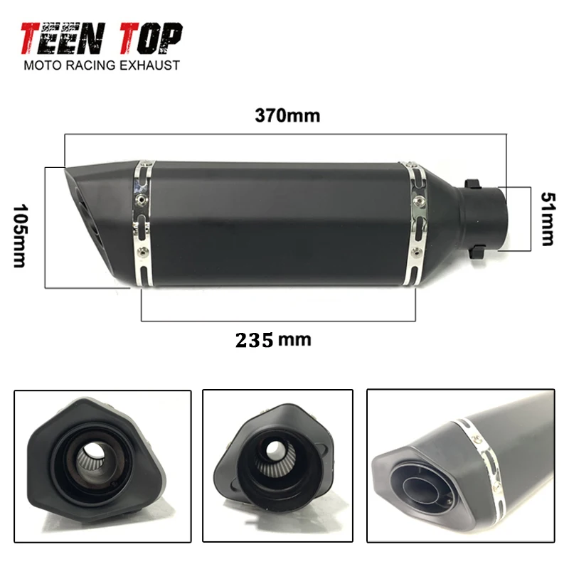 Duke290 Slip-on Exhaust For KTM Duke125 RC390 Exhasut Muffler Duke200 Exhaust Pipe 51mm Escape Moto Decat Pipe 370mm Silencieux