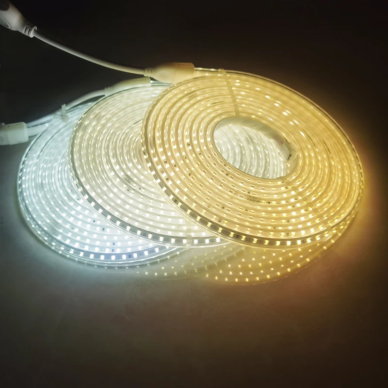 IP68 LED Strip Lights 220V Outdoor Waterproof Led Tape 5M 10M 15M 20M 25M Warm White Led Flexible Light Kitchen Garden Lighting