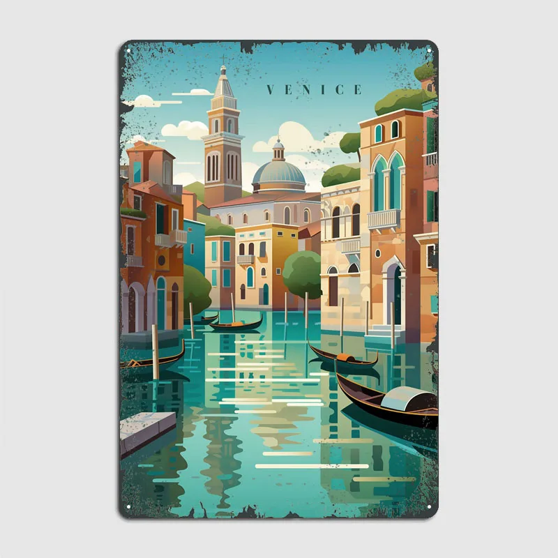 Venice the Grand Canal Poster Decoration Wall Decor Living Room Decoration Coffee Bar Vintage Metal Plate Art Mural Home Sign