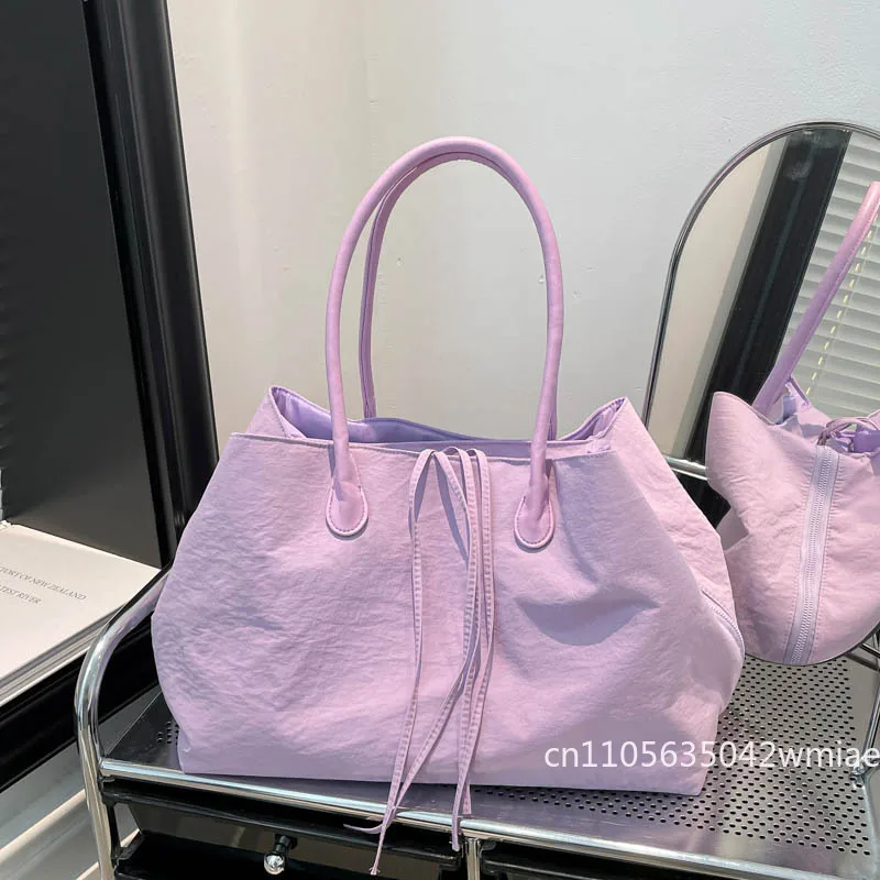 New Couple Handbag Fashion High Quality Women's Shoulder Bag Solid Color Versatile Large Capacity Mobile Shopping Storage Bag