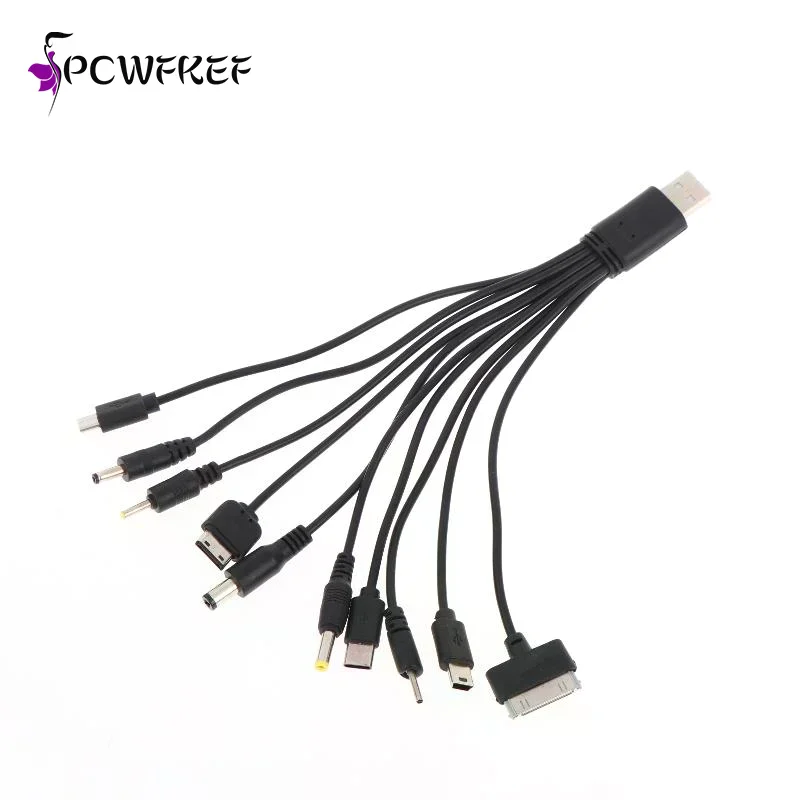 20cm Usb Power Charging Cable Wire Cord For Phone Universal 10 In 1 Micro USB DC Mobile Phone Charger Adapter Plug