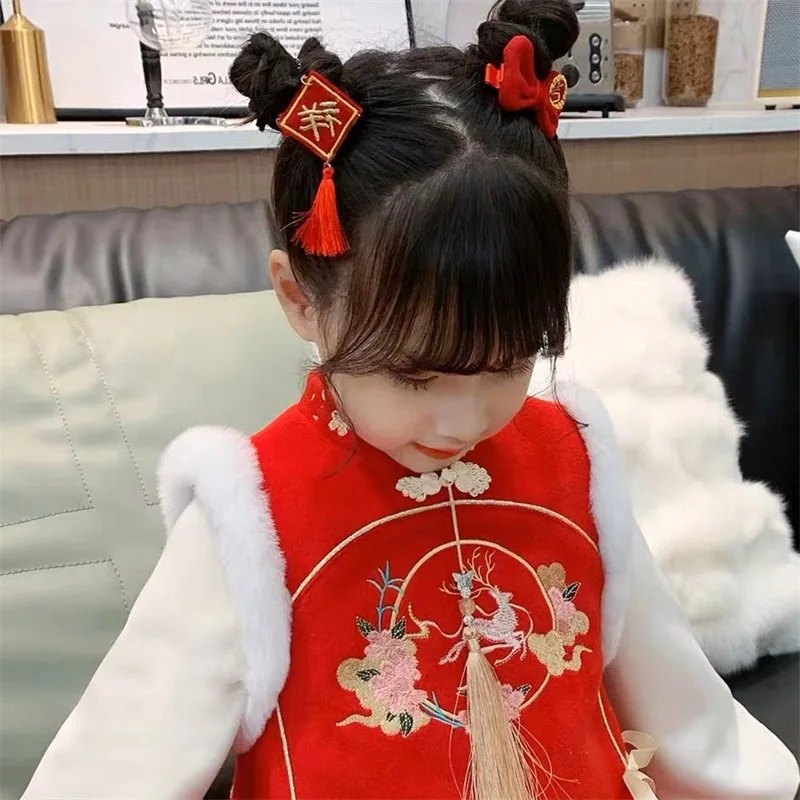 Girl Dress Winter Children Chinese Style Qipao Dress Clothes Thicken Warm Kids Christmas New Year Dress Princess Costume Girls