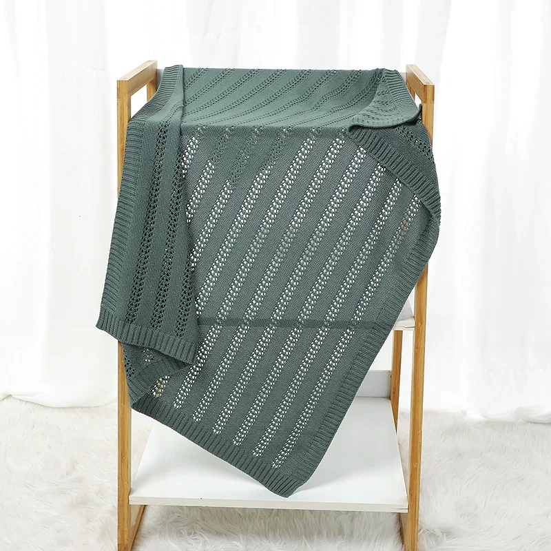 Newborn Baby Blanket Cotton Knit Infant Girl Boy Bedding Quilt 90*70CM Fashion Solid Toddler Stroller Swaddling Super Soft Plaid