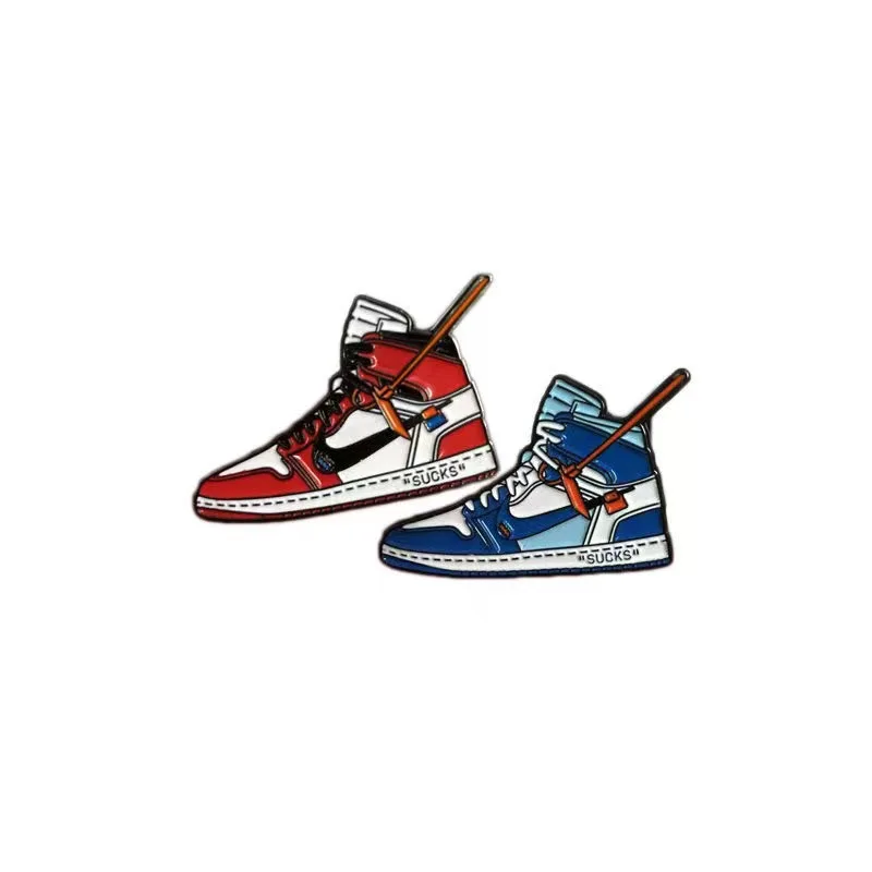 2pcs Shoes Enamel Lapel Pins Brooches Metal Cartoon Trainers Character Alloy Badge Best Gift Wholesale