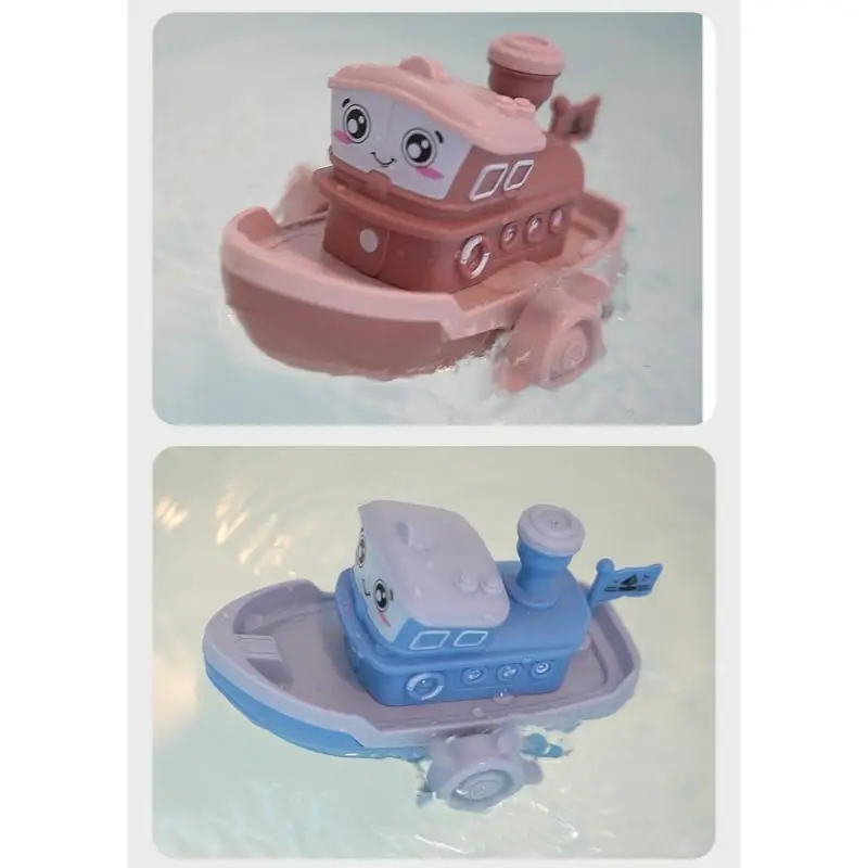 [JT]1개 귀여운 만화 배 모양 시계태엽 장난감 어린이 물놀이 해변 게임 아기 목욕 장난감 어린이 선물