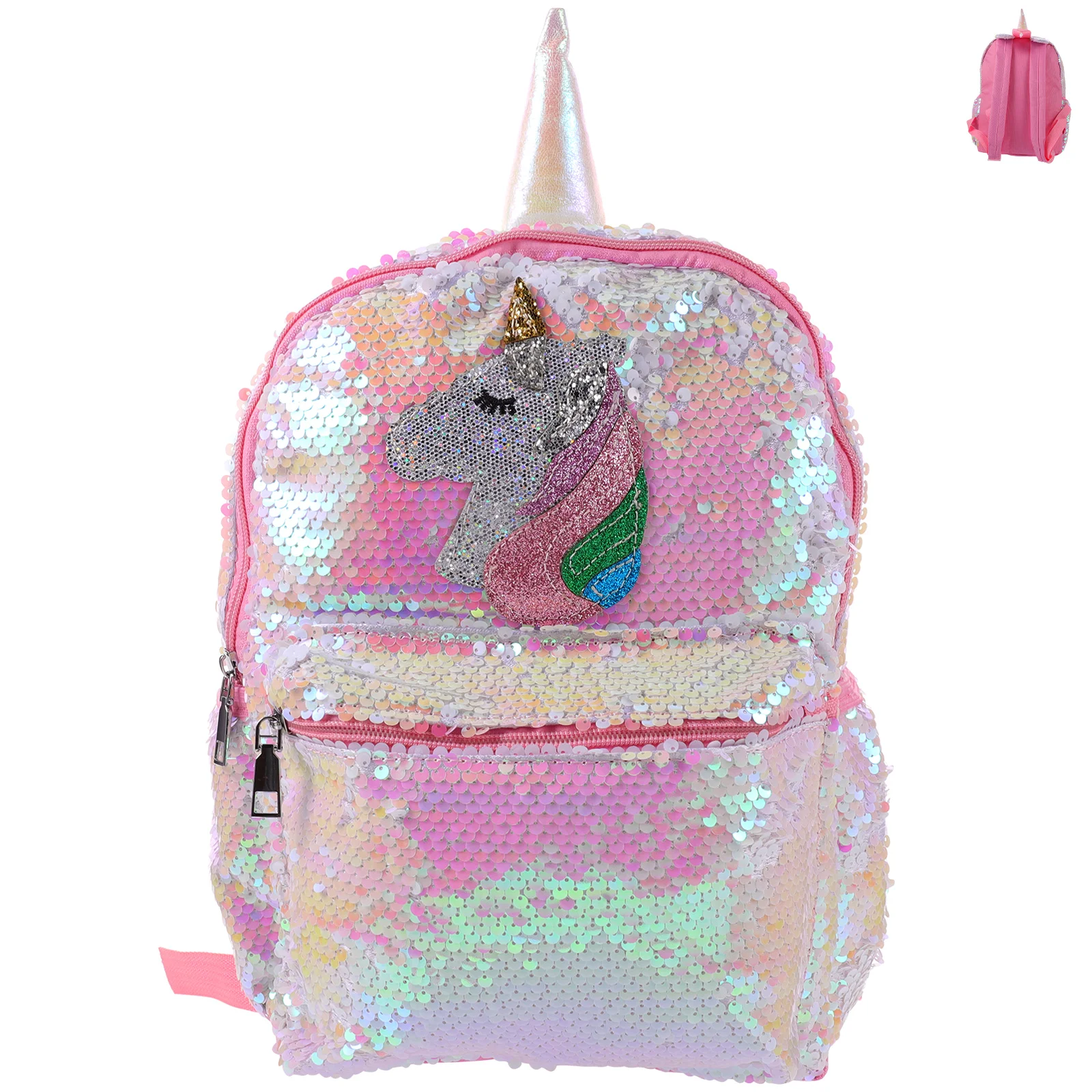 Shiny Girls Backpack Sequin Unicorn Design Satchel Adorable Bookbag Fashion Travel School Bag for Student Girls