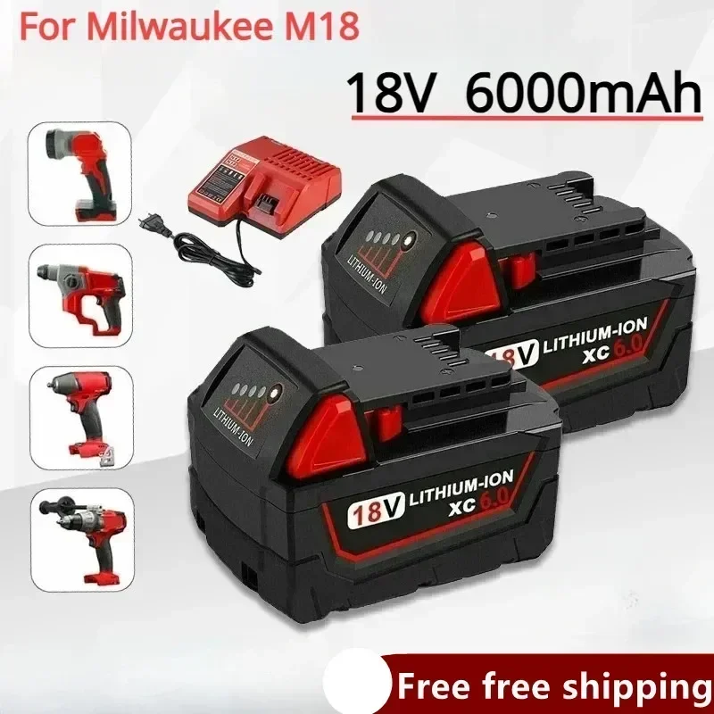 

For Milwaukee M18B5 XC Lithium ION Battery 18v 6.0Ah battery for Milwaukee M18 electric tools 48-11-1815 48-11850 48-11860 Z50