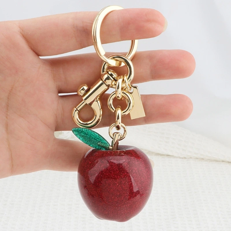 Multifuntional Apples Shaped Charm Key Rings Decorative Handbag Accessory Alloy Texture Suitable for Gifting to Women