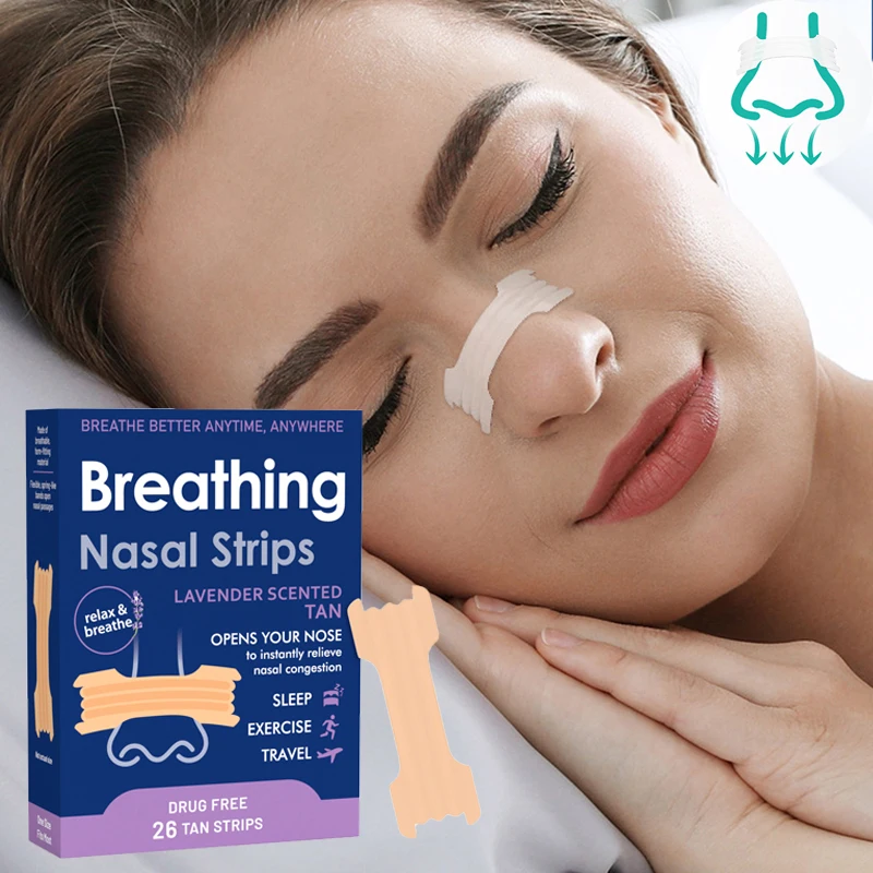 

Дыхательные носовые пластыри Носовые расширители со вкусом лаванды для улучшения воздухозаборника и улучшения сна Сильные пластыри против храпа