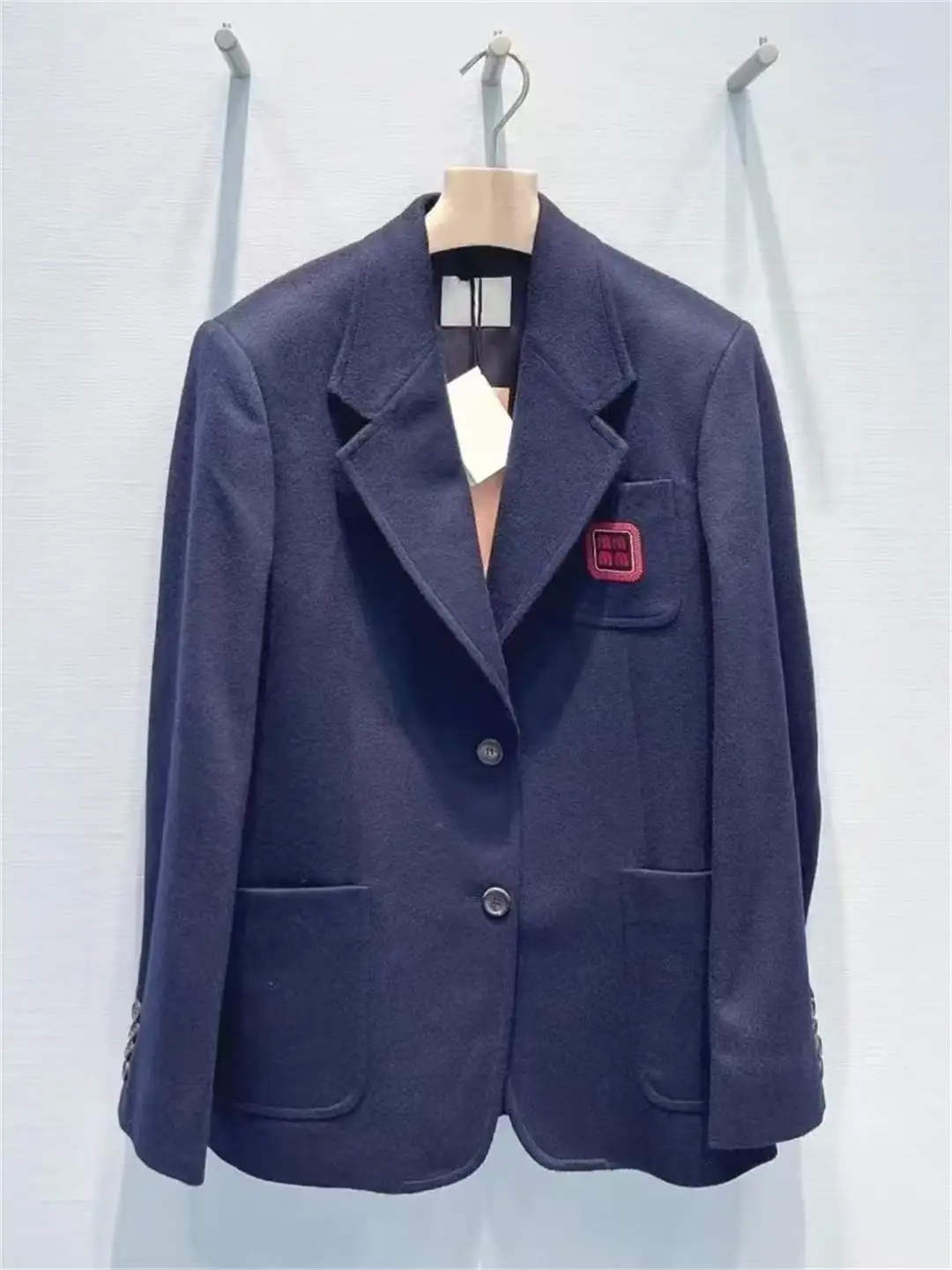 

Бархатный костюм Jaet с вышитым буквенным логотипом, однорядная пуговица, осенне-зимний костюм, пальто, женское прямое шерстяное пальто, длинное све