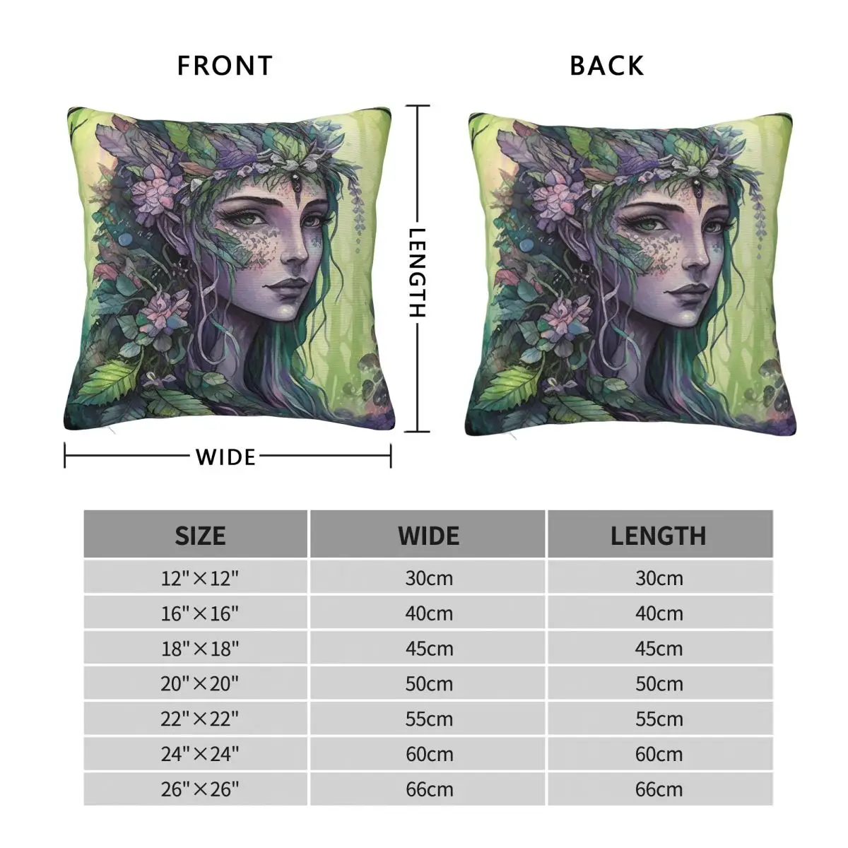 Nature Goddess Woodland Witchy Forest Square Pillowcase Polyester Linen Velvet Creative Zip Pillow Case Room Cushion Cover