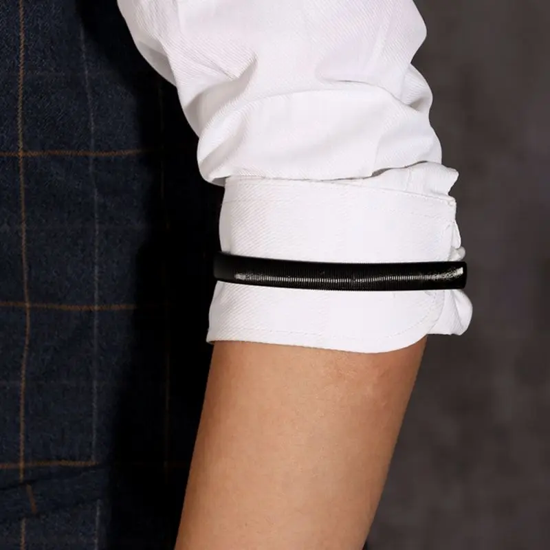 Arm Warmer Shirt Sleeve Holder Metal Elastic Bracelets Stretch Armband Long Sleeve Holder for Male Female