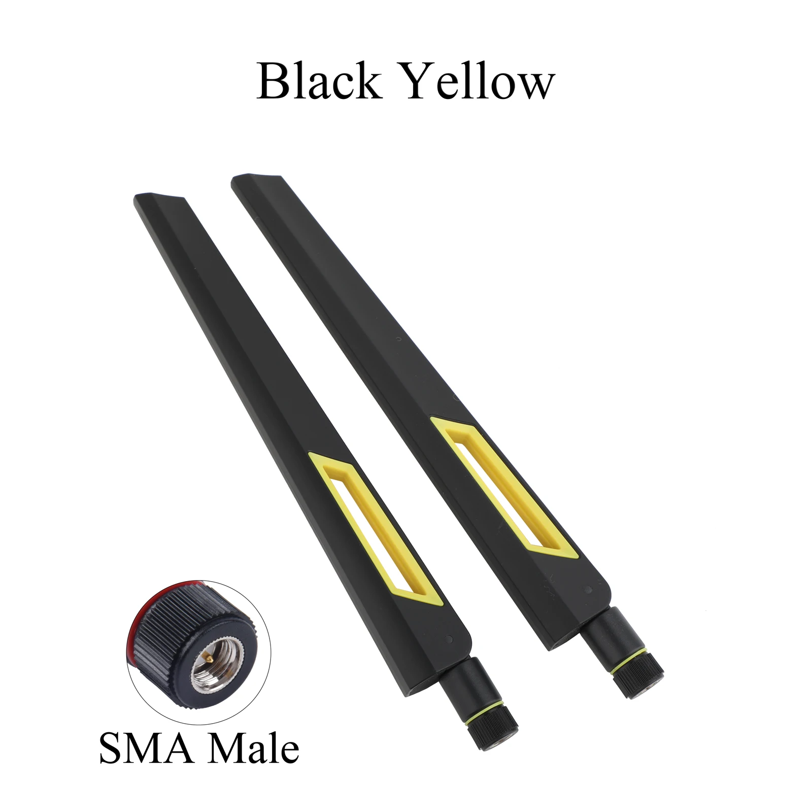 2/4/10PCS 2.4G/5.8G 10dBi Dual-band WiFi Antenna SMA/RP-SMA Male 2400-5900Mhz For PC Network Card WLAN,ASUS Routers Black Yellow