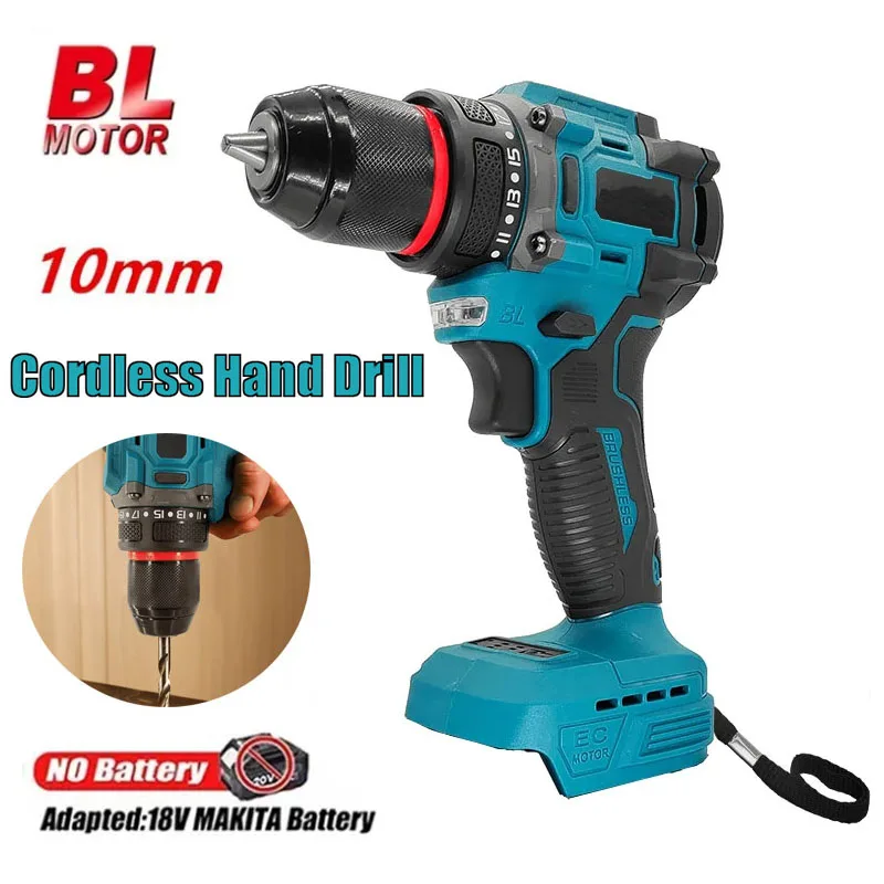 

2-Speed 10mm Electric Brushless Drill Cordless Hand Drill Screwdriver 60-100Nm Power Tools for Makita 18V Battery