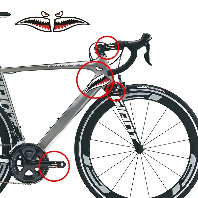 

1 комплект велосипедной наклейки на трубку с головой акулы, баланс горного велосипеда, водонепроницаемое украшение, устойчивая к царапинам окклюзионная наклейка, скутер